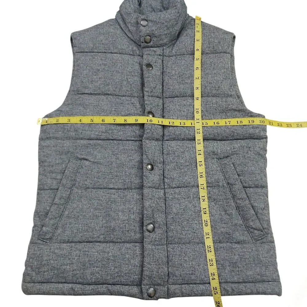 Banana Republic Mens Puffer Vest Small Gray Cotton Shell Snap Front Lightweight